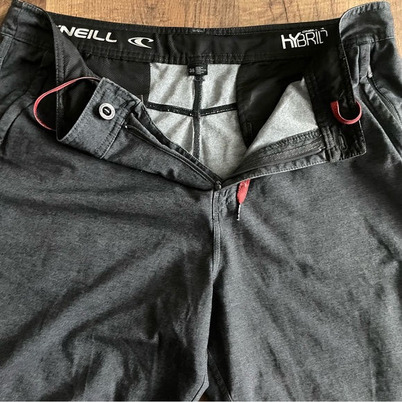 O’Neill Hybrid charcoal black/grey Shorts size 36 with front & back zip pockets - Picture 9 of 14
